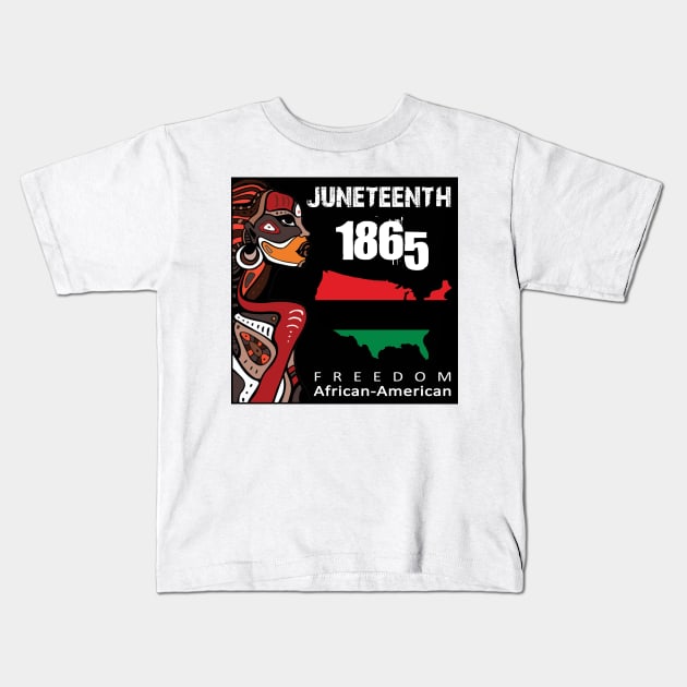 Juneteenth African American Flag Melanin Afro Artwork Women Kids T-Shirt by Studio Hues